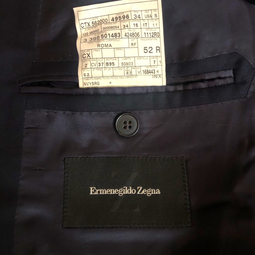 Ermenegildo Zegna Navy Wool Suit Jacket Mens Size 52R - Picture 4 of 4